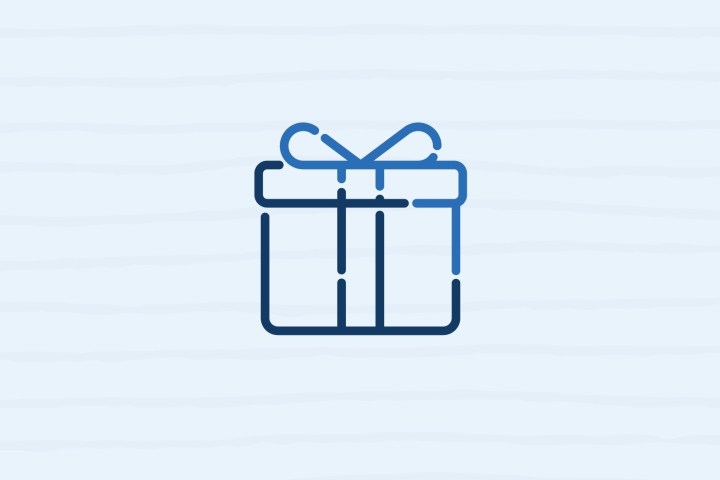 Simple line drawing of a gift box with ribbon against a light background.