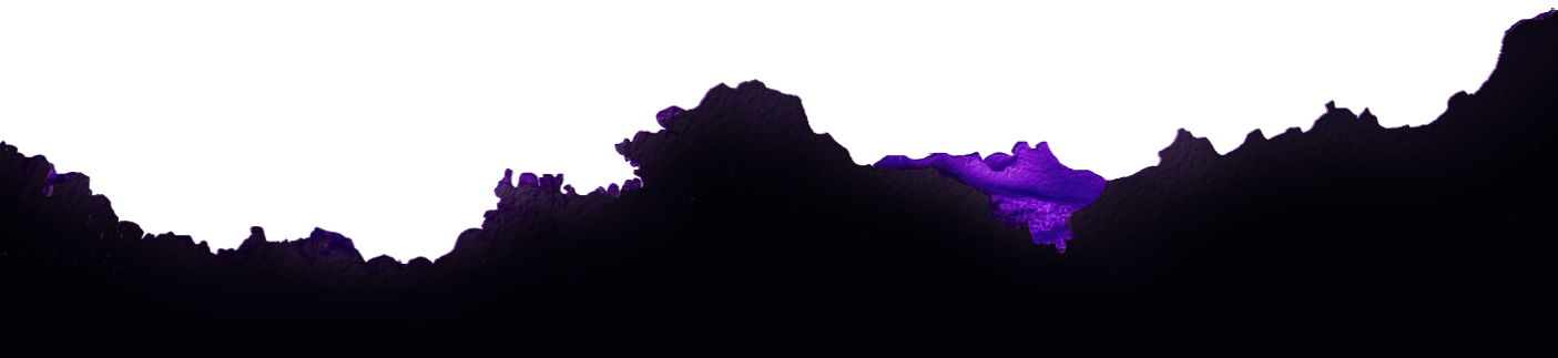 Abstract purple and black jagged shapes against a white background.
